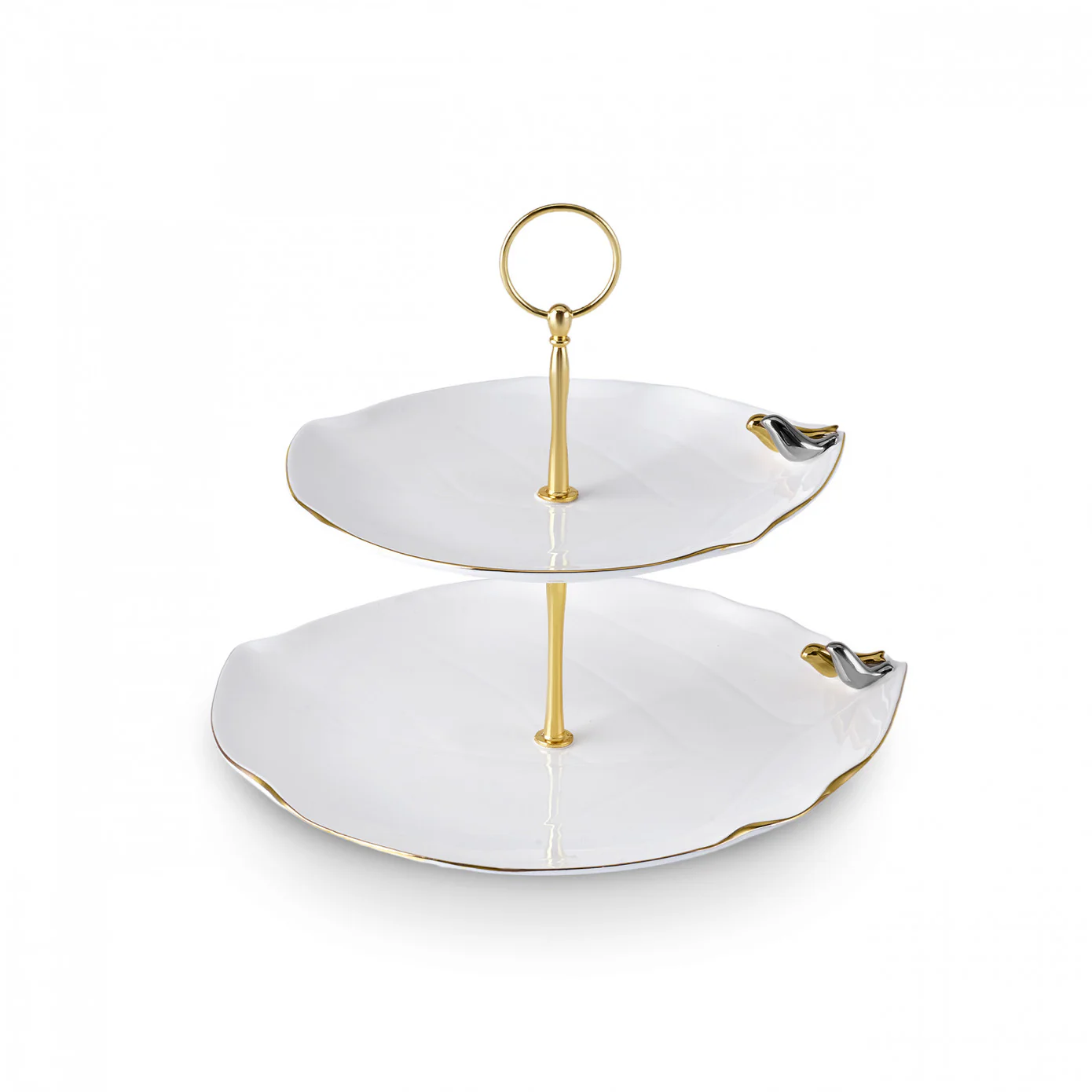 Karaca X Müge Anlı Bone China 2-Tier Cake Stand, 27cm, Gold White - Image 2