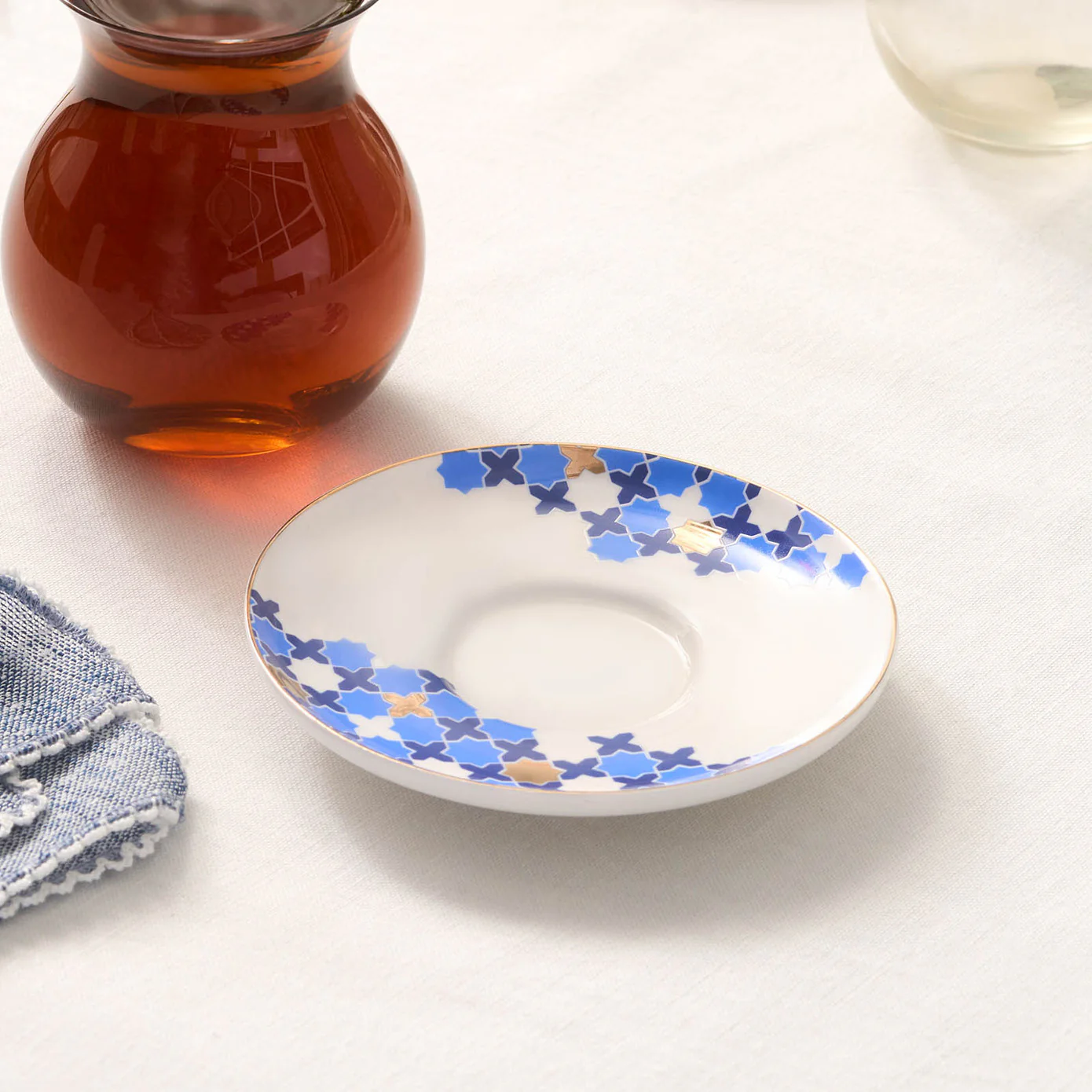 Karaca x Refika'dan Tatlıcan Selcuklu Porcelain Tea Plate, Blue White - Image 6