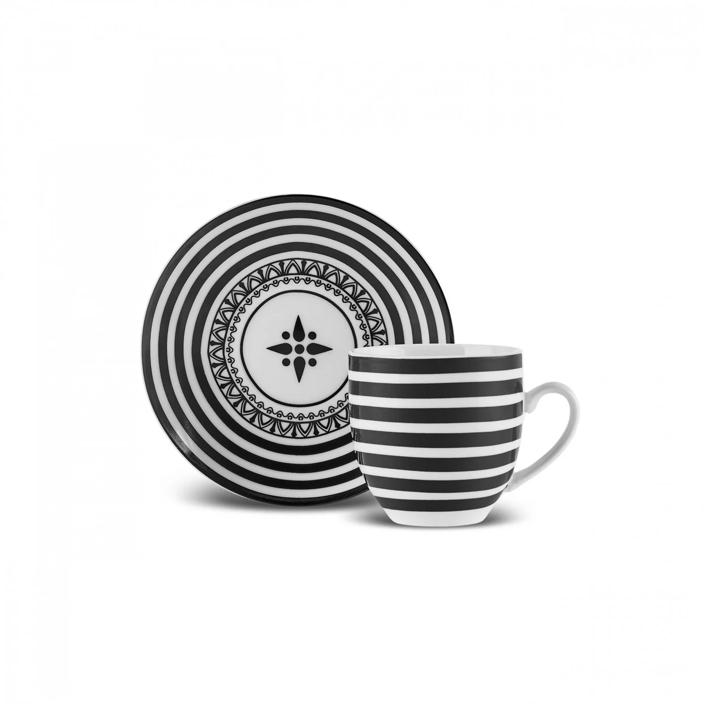 Karaca Yaren 4-Piece Bone China Turkish Coffee Cup Set for 2 People, 80ml, Black - Image 6