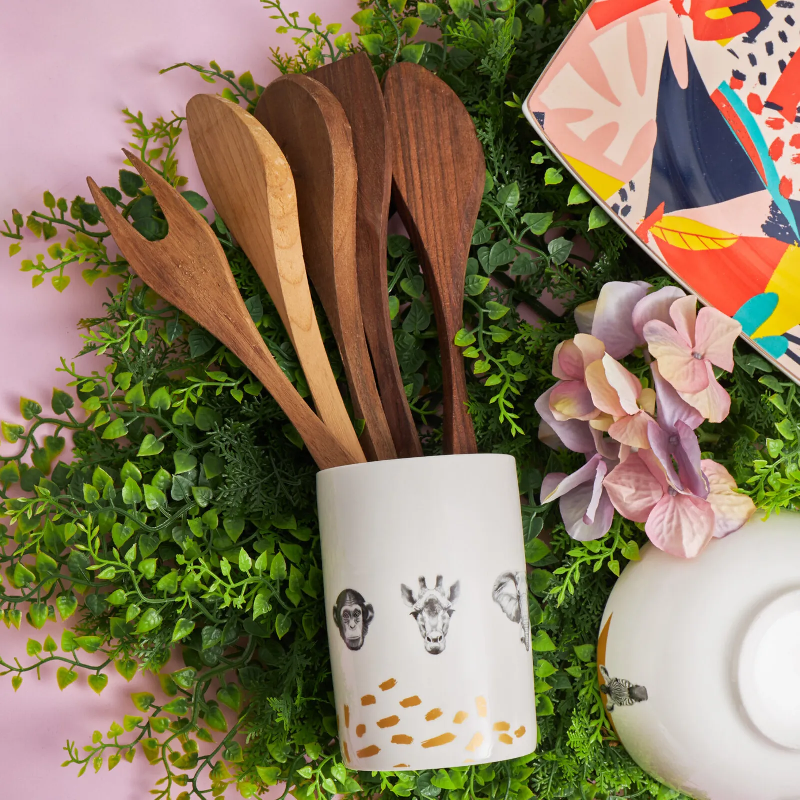 Karaca Zazu Porcelain Utensil Holder, 17cm, Multi