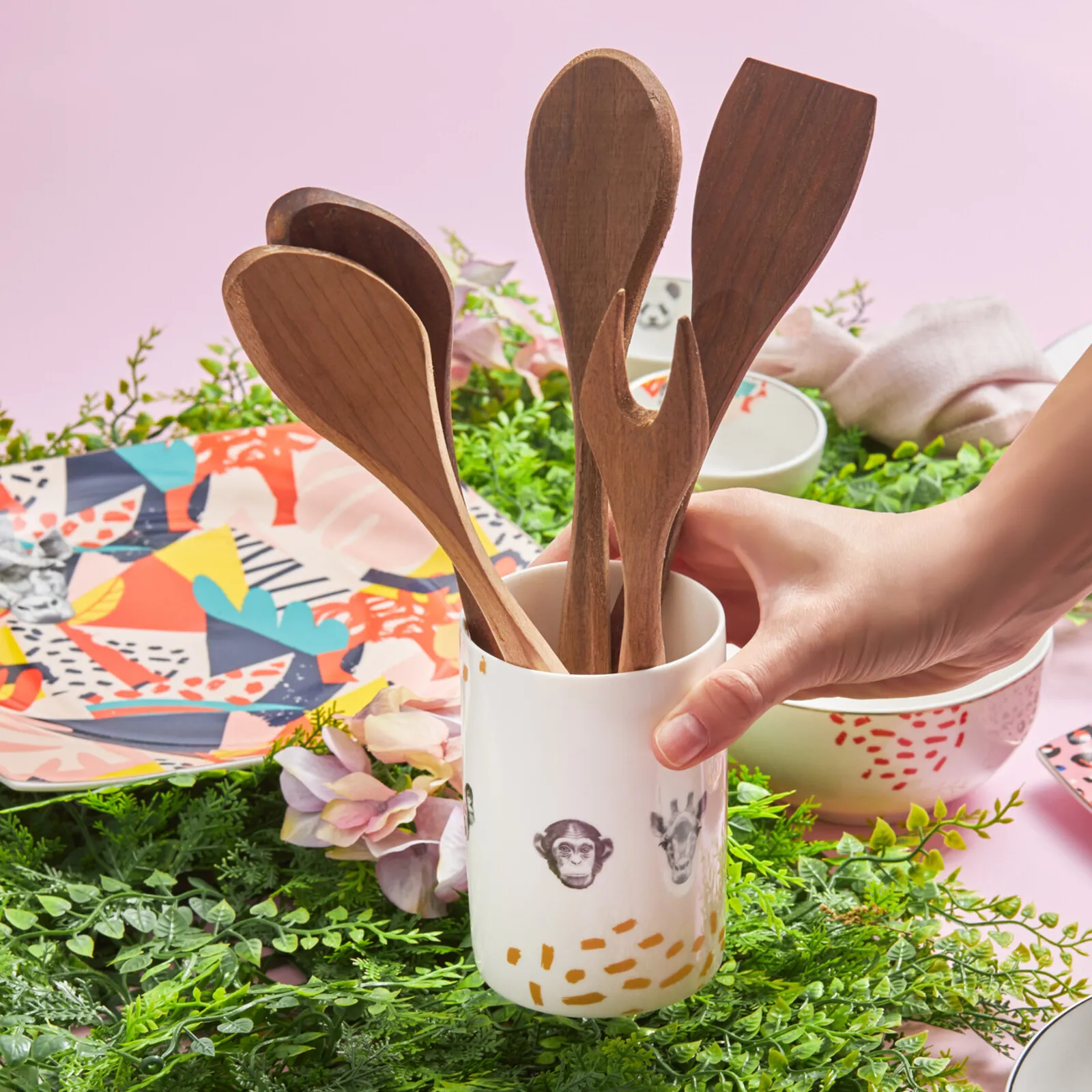 Karaca Zazu Porcelain Utensil Holder, 17cm, Multi - Image 3