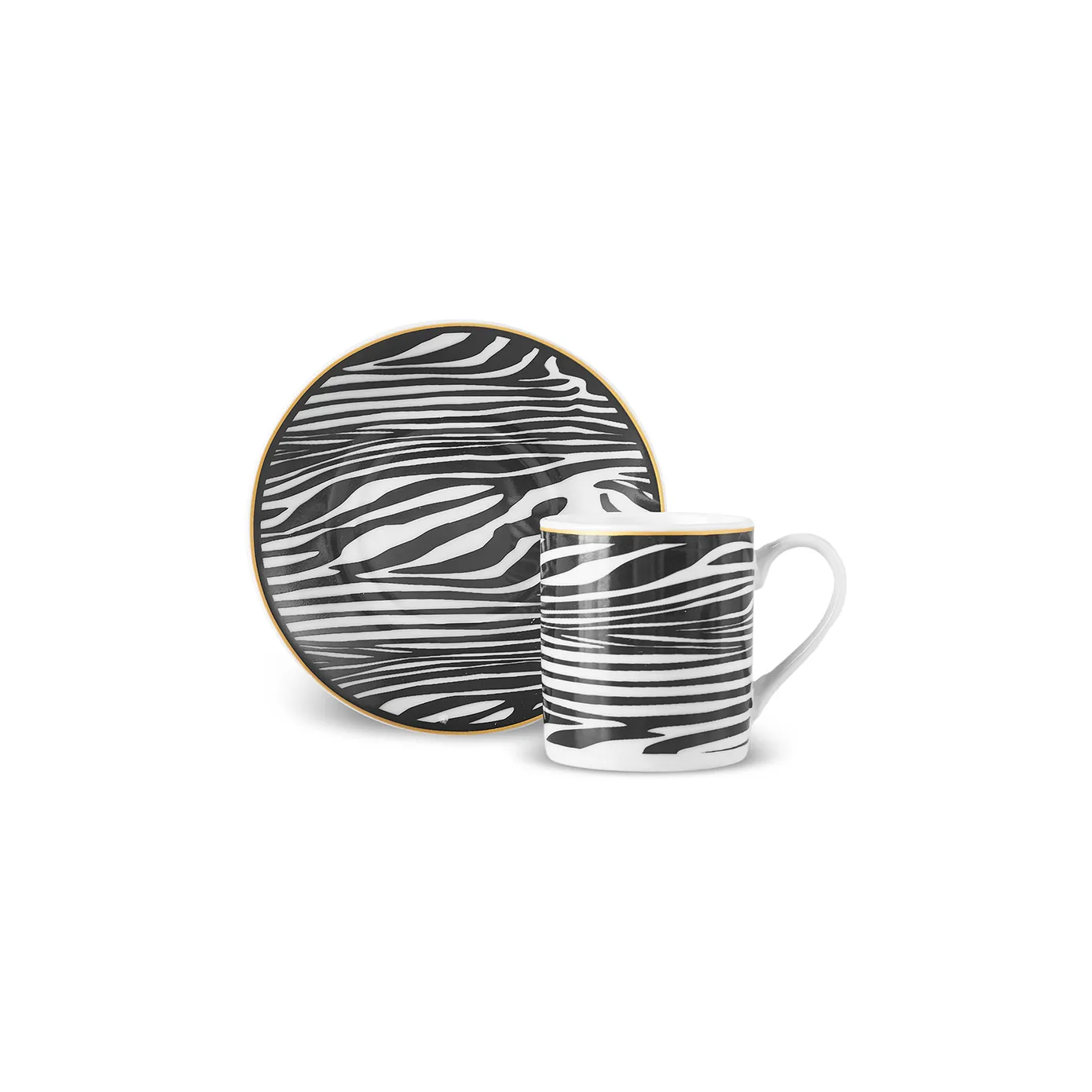 Karaca Zebra In Savanna 4-Piece Espresso Turkish Coffee Cup Set for 2 People - Image 2