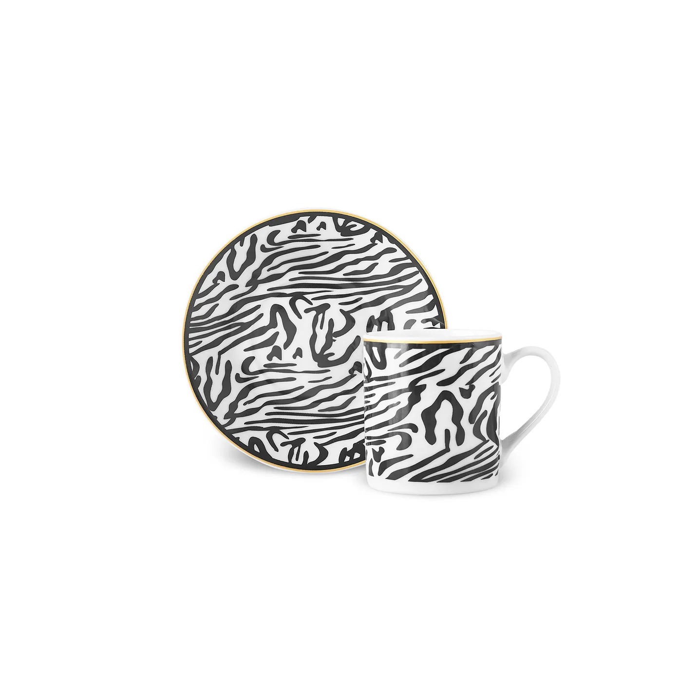 Karaca Zebra In Savanna 4-Piece Espresso Turkish Coffee Cup Set for 2 People - Image 3