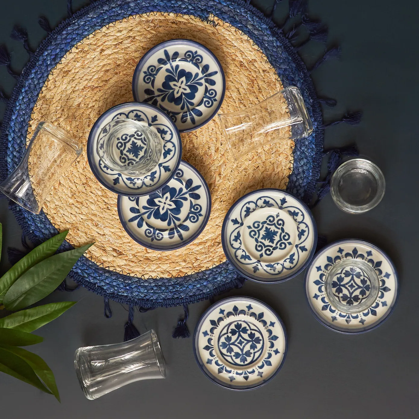 Karaca Zeher 12 Piece Stoneware Turkish Tea Set for 6 People, 160ml, Multi - Image 2
