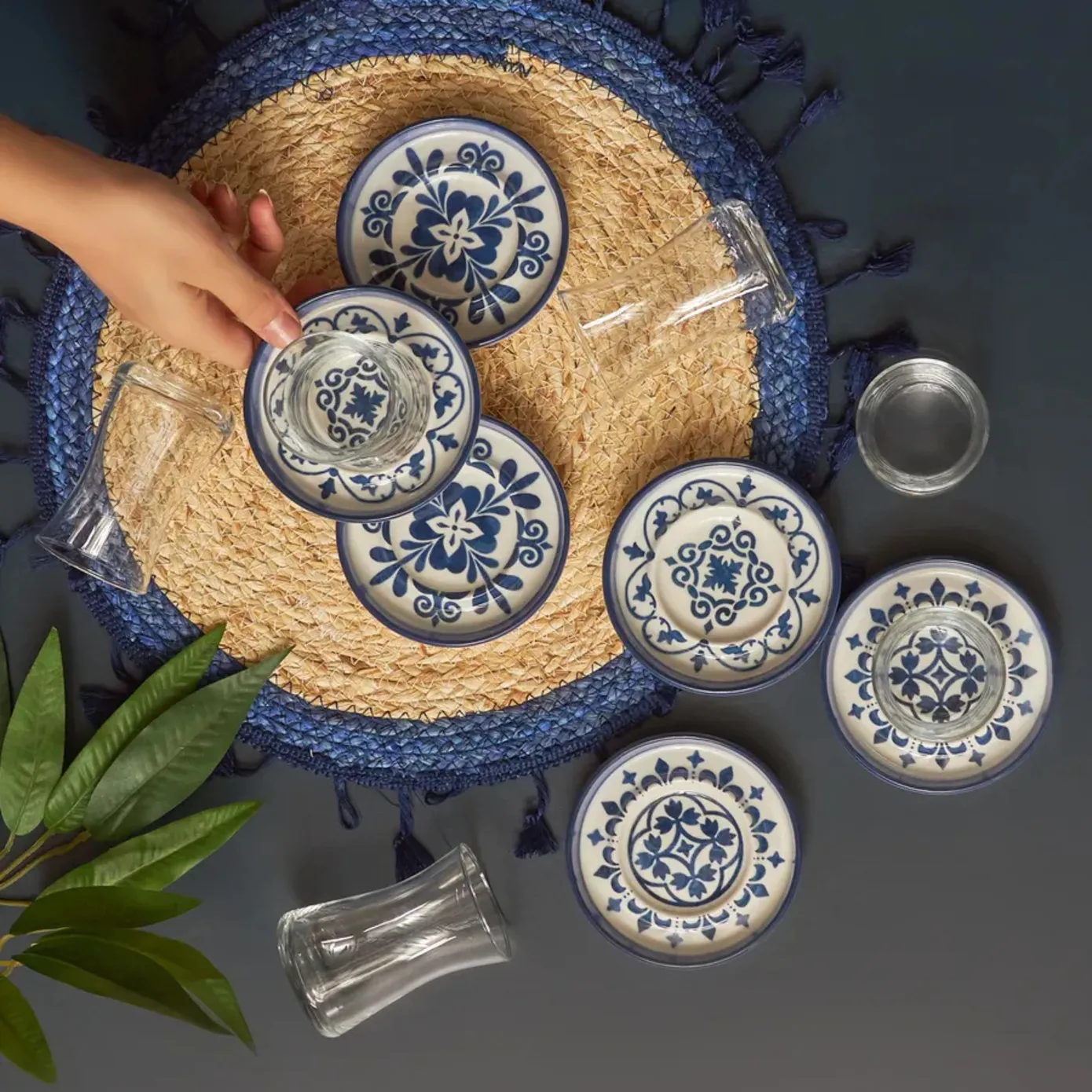 Karaca Zeher 12 Piece Stoneware Turkish Tea Set for 6 People, 160ml, Multi - Image 6
