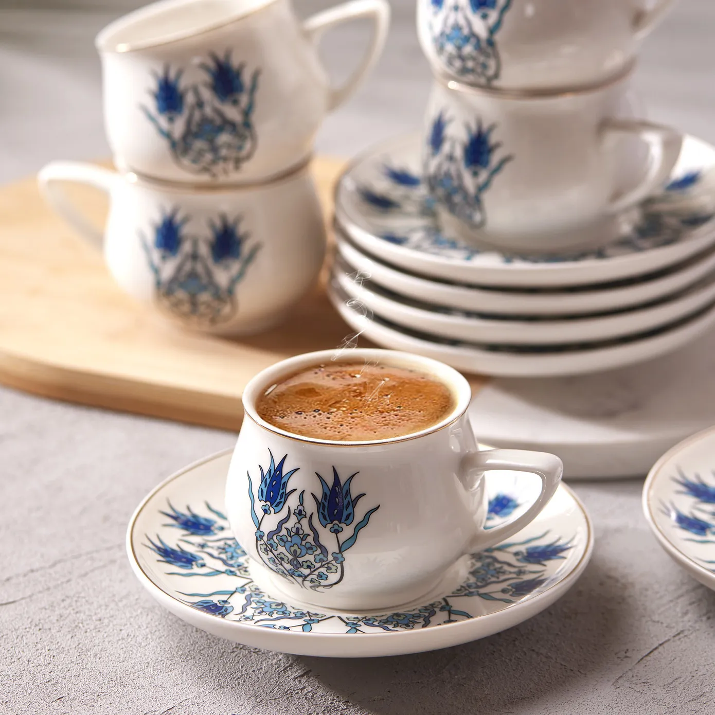 Karaca İznik 12-Piece Porcelain Espresso Turkish Coffee Cup Set for 6 People, 100ml, Multi - Image 2