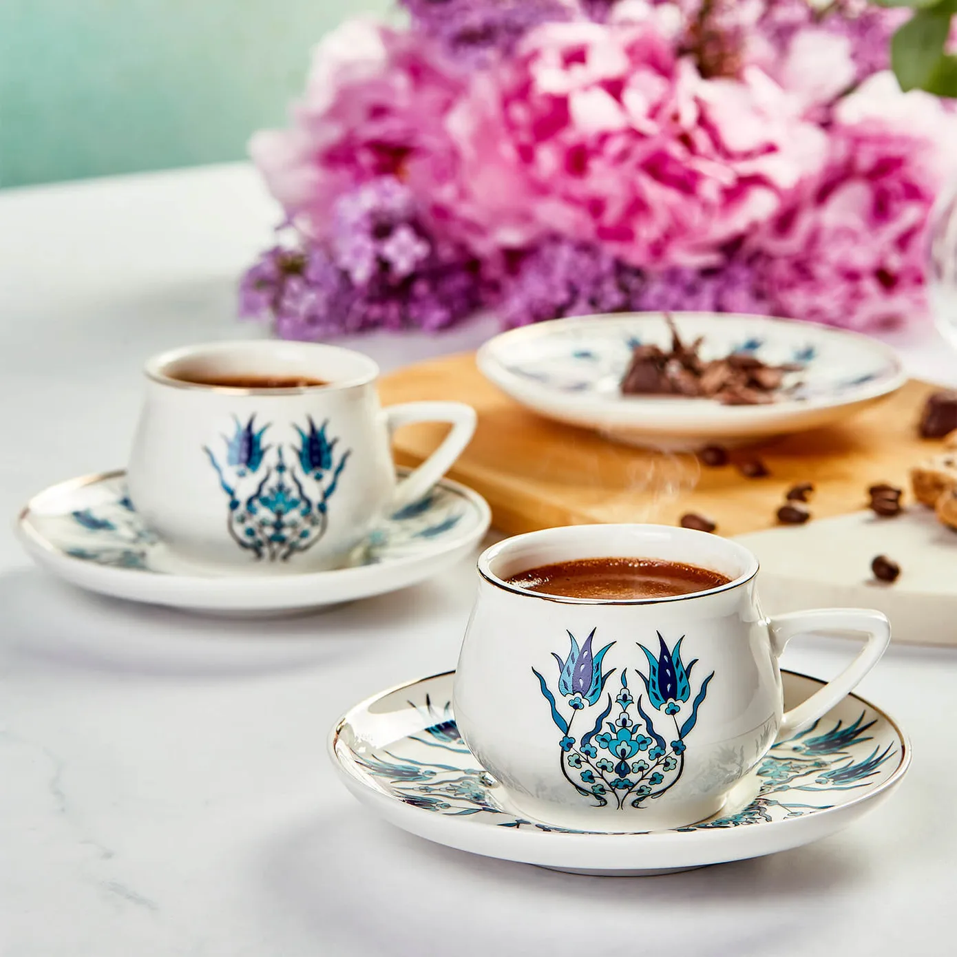 Karaca İznik 12-Piece Porcelain Espresso Turkish Coffee Cup Set for 6 People, 100ml, Multi - Image 4