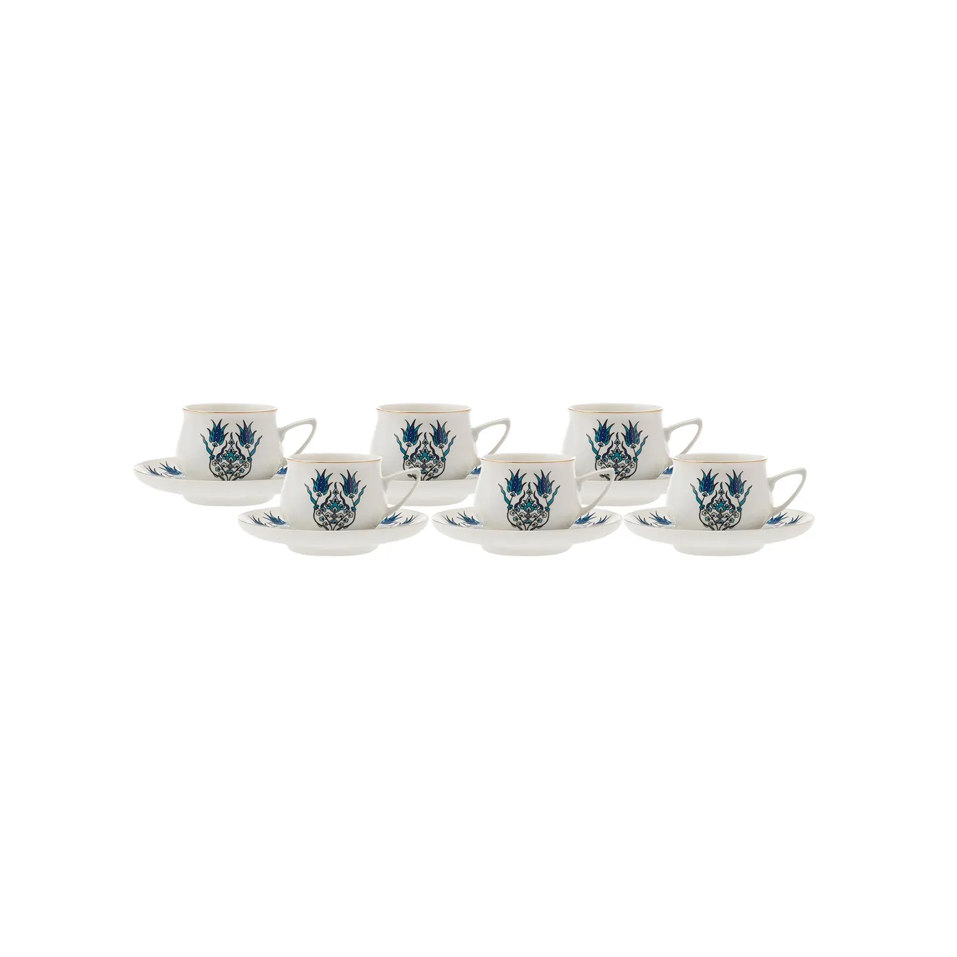 Karaca İznik 12-Piece Porcelain Espresso Turkish Coffee Cup Set for 6 People, 100ml, Multi - Image 7
