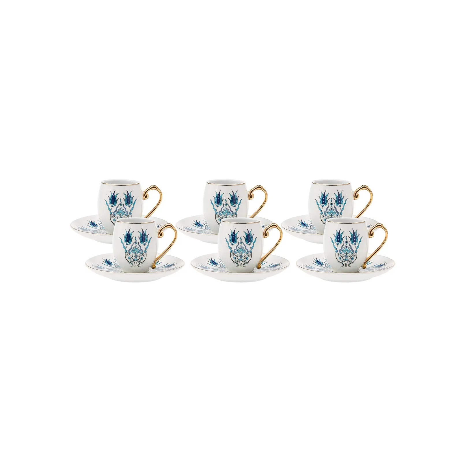 Karaca İznik 12-Piece Porcelain Porcelain Espresso Turkish Coffee Cup Set for 6 People, 90ml, Multi - Image 2