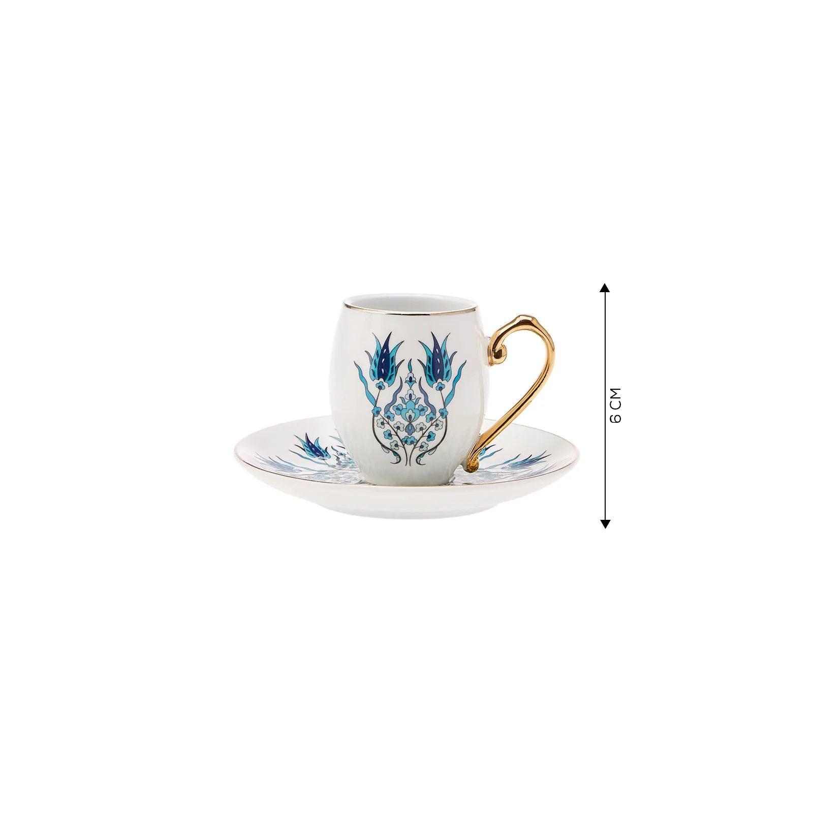 Karaca İznik 12-Piece Porcelain Porcelain Espresso Turkish Coffee Cup Set for 6 People, 90ml, Multi - Image 5