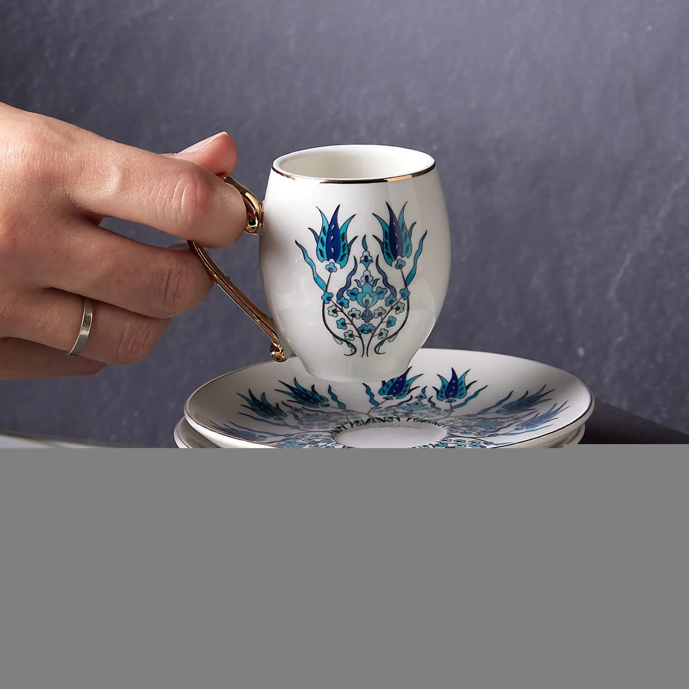 Karaca İznik 12-Piece Porcelain Porcelain Espresso Turkish Coffee Cup Set for 6 People, 90ml, Multi - Image 6
