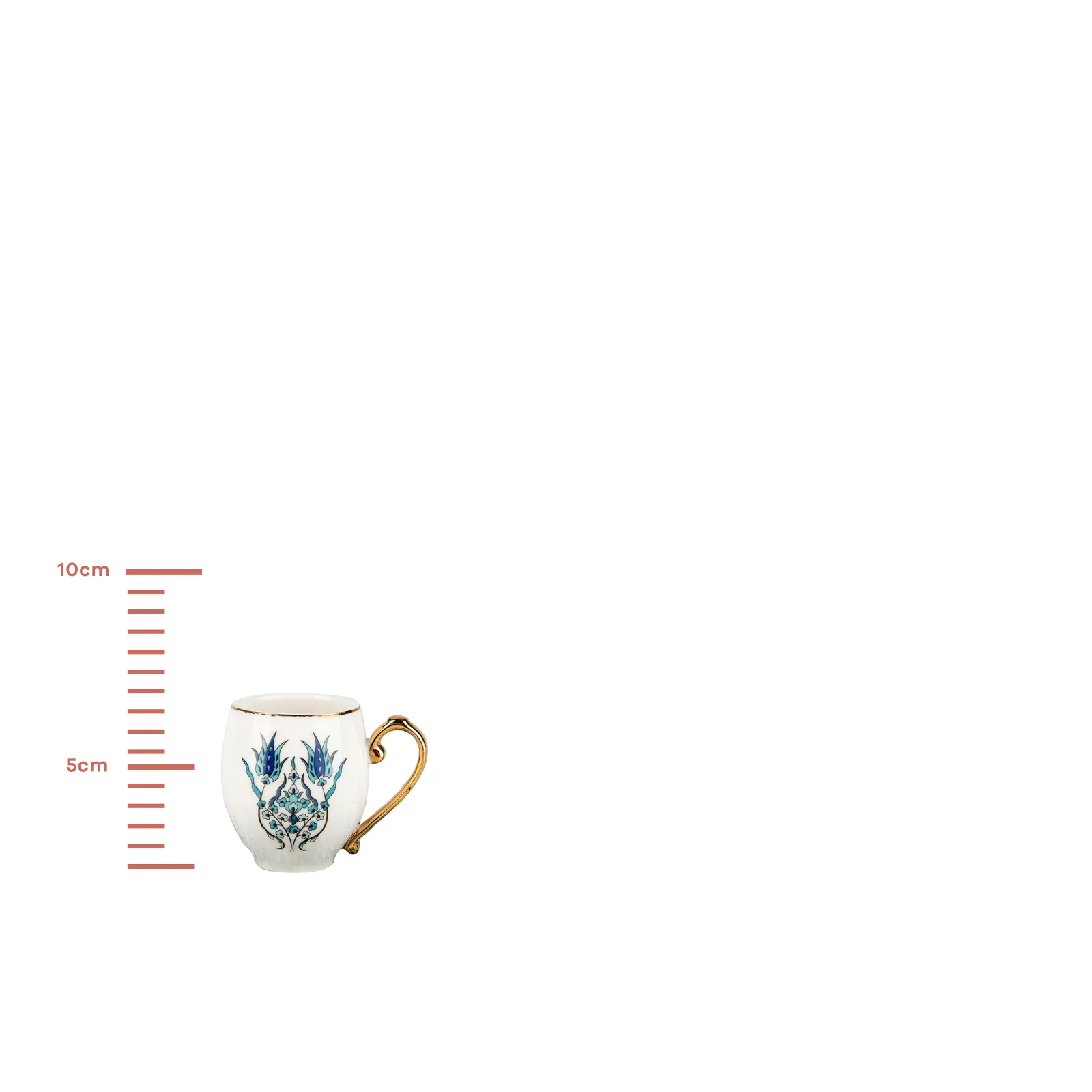 Karaca İznik 4-Piece Porcelain Espresso Turkish Coffee Cup Set for 2 People, 80ml, White Blue - Image 5
