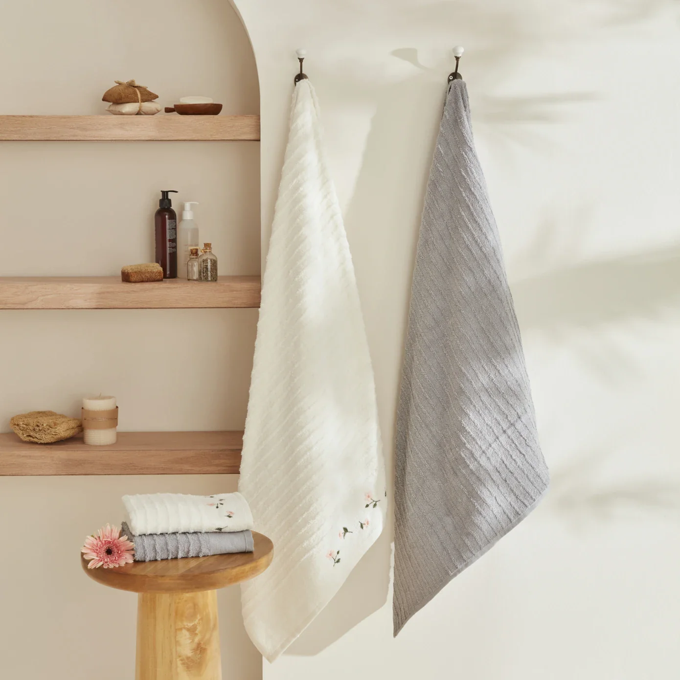 Karaca Home Allen 6-Piece 100% Turkish Cotton Family Bathroom Set, Offwhite - Image 5
