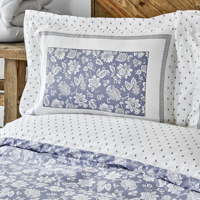 Karaca Home Celerina Blue 100% Turkish Cotton Fitted Duvet Cover Set, Single - Image 2