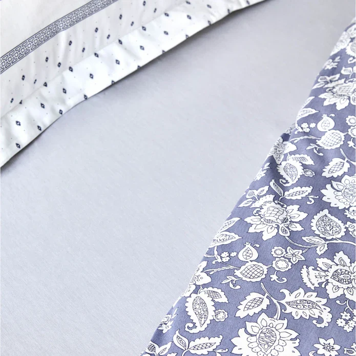 Karaca Home Celerina Blue 100% Turkish Cotton Fitted Duvet Cover Set, Single - Image 5