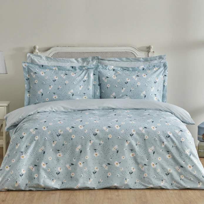 Karaca Home Daisy Mint 100% Turkish Cotton Duvet Cover Set, Single