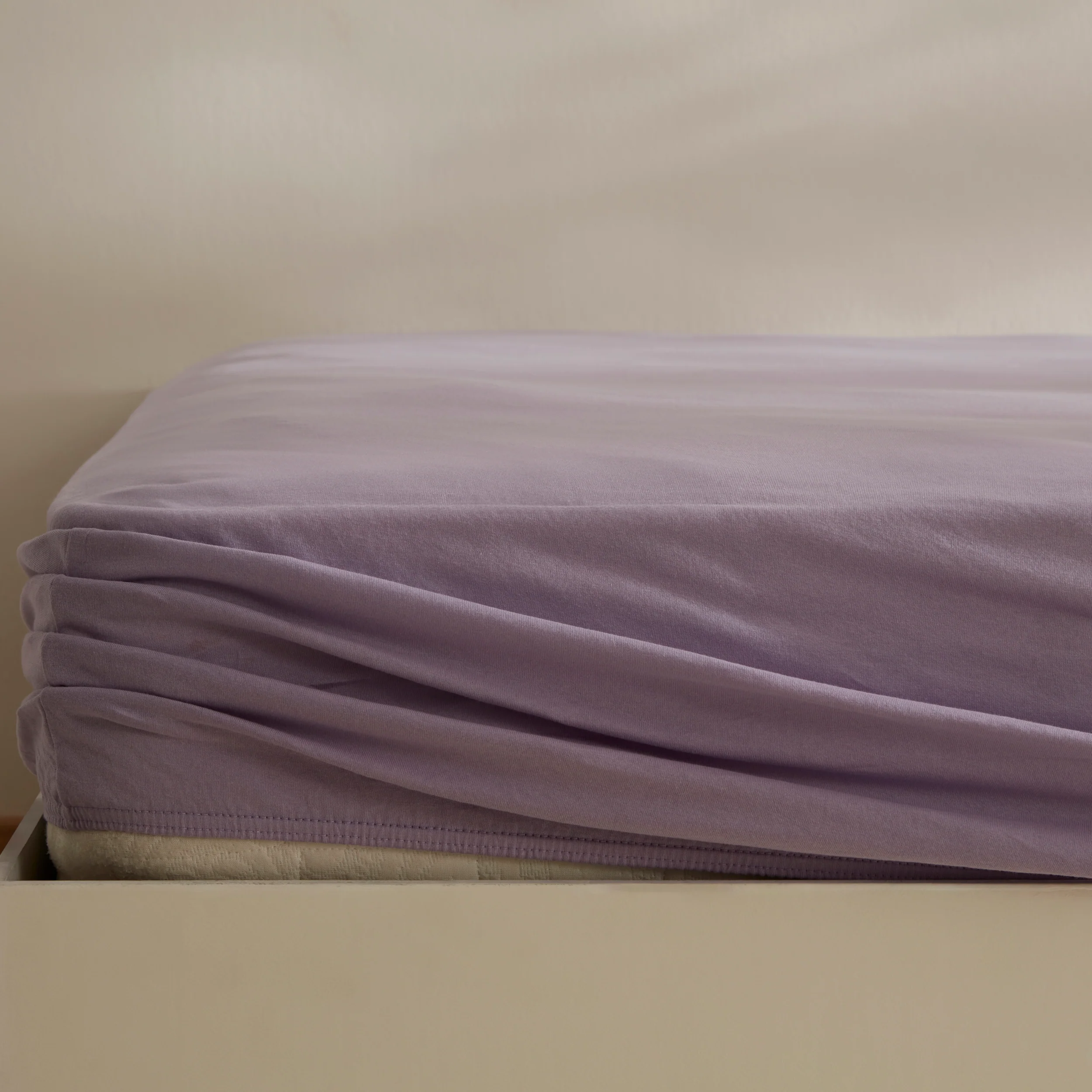 Karaca Home Jersey 100% Turkish Cotton Fitted Sheet, 100x200+30cm, Lilac - Image 3