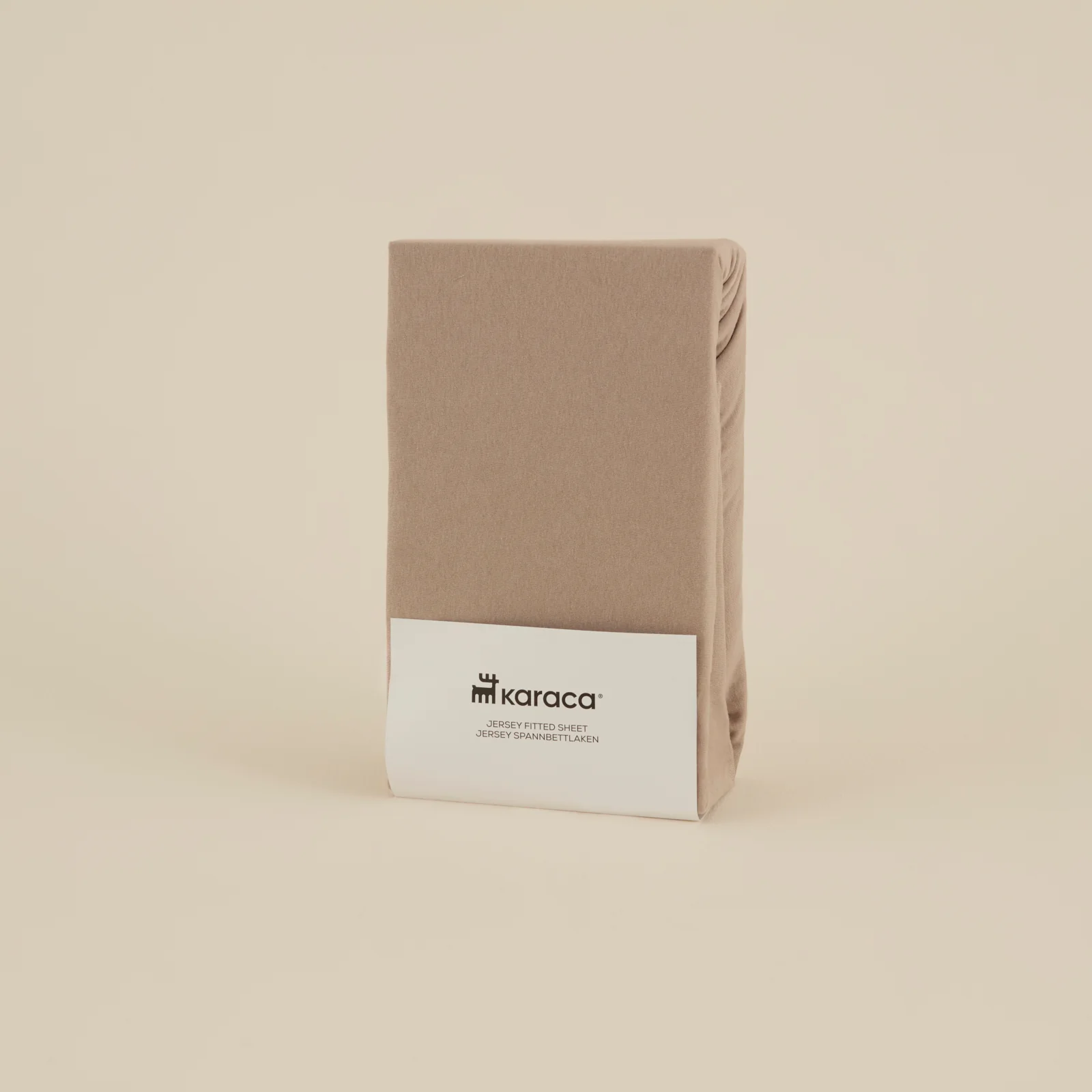 Karaca Home Jersey 100% Turkish Cotton Fitted Sheet, 120x200+30cm, Beige