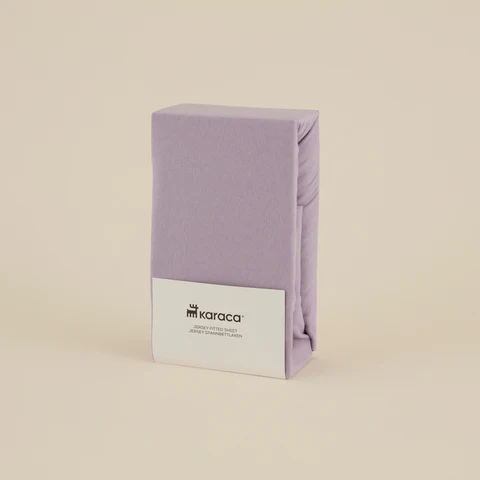 Karaca Home Jersey 100% Turkish Cotton Fitted Sheet, 120x200+30cm, Lilac