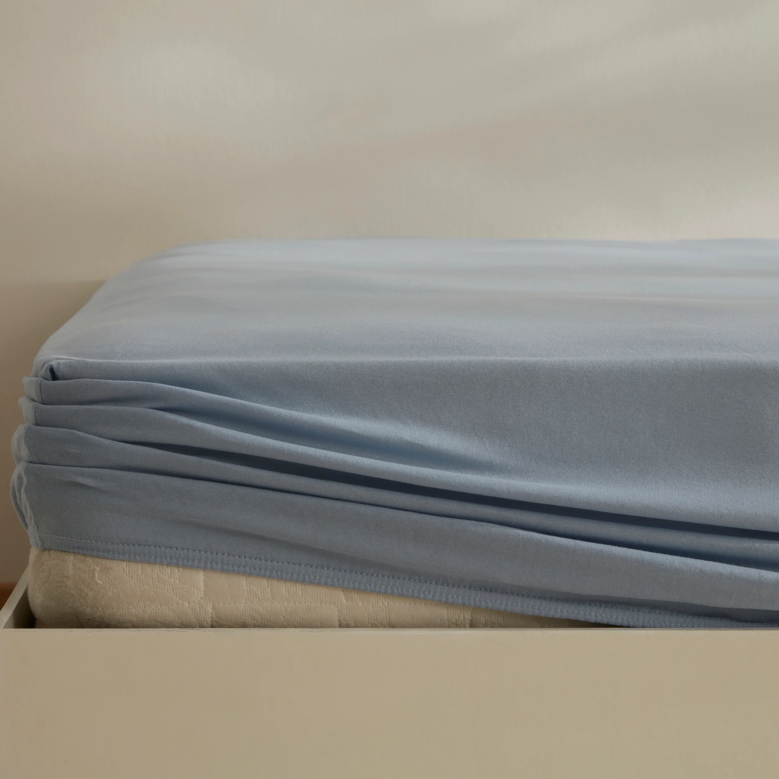 Karaca Home Jersey 100% Turkish Cotton Fitted Sheet, 140x200+30cm, Blue - Image 3