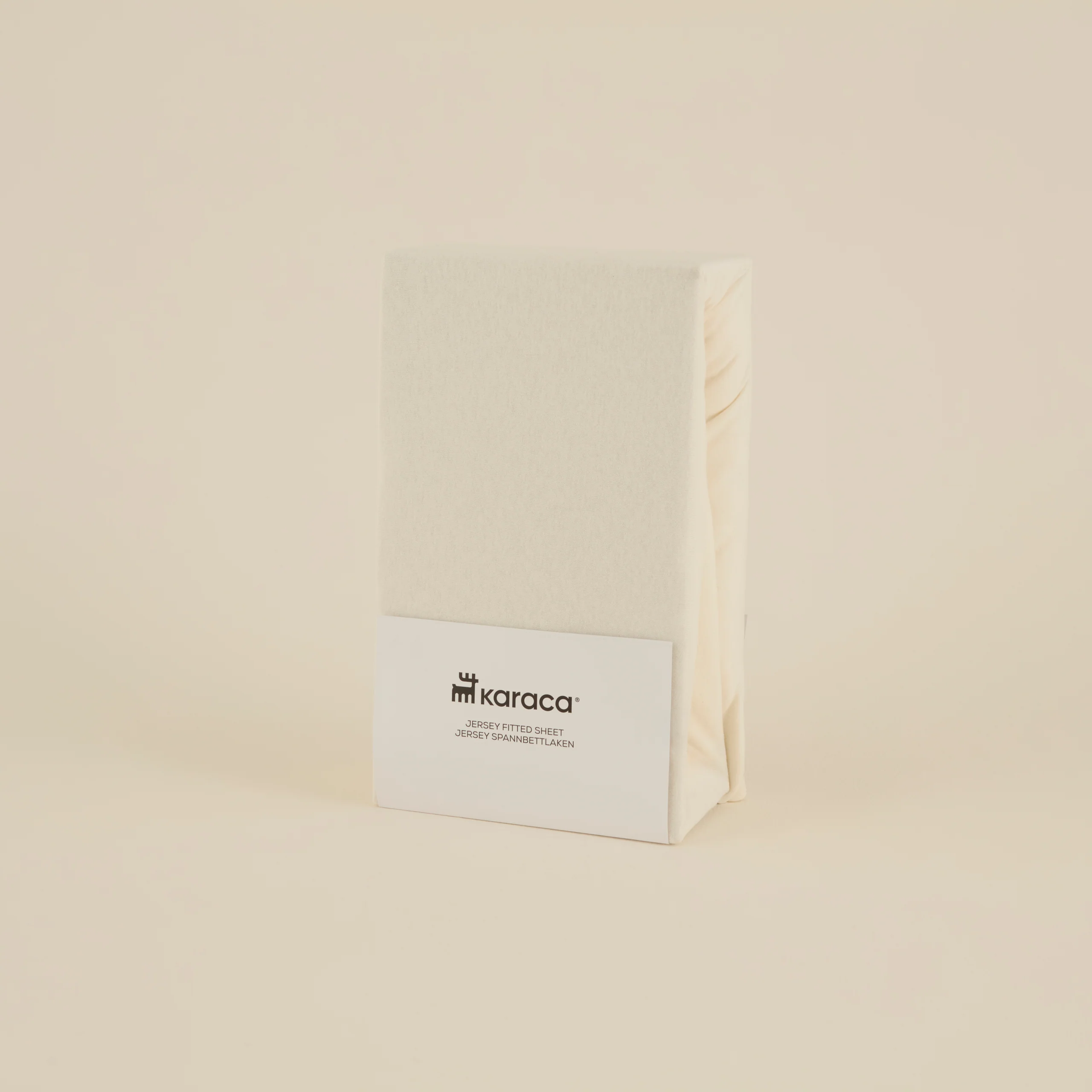 Karaca Home Jersey 100% Turkish Cotton Fitted Sheet, 180x200+30cm, Cream