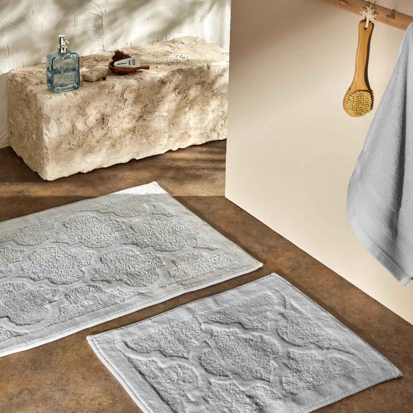 Nautica Home Katy 2-Piece Bath Mat, Grey