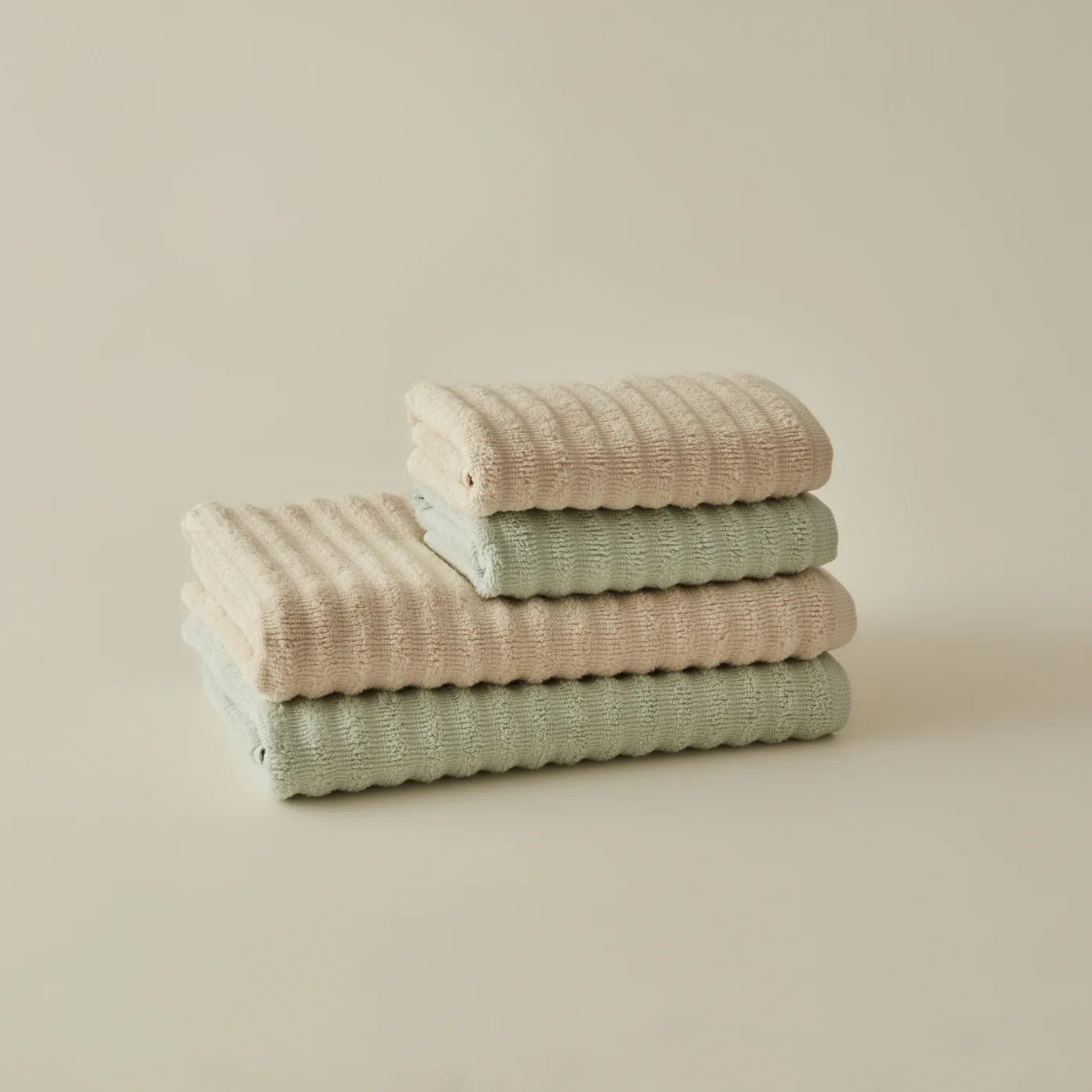 Karaca Home Morina 4-Piece 100% Turkish Cotton Towel Set, Mint- Beige