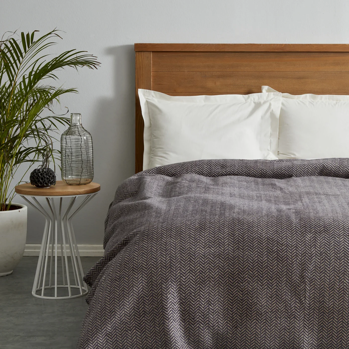 Karaca Home Sandra Herringbone Pattern Blanket, 200x220cm, Double, Grey - Image 2