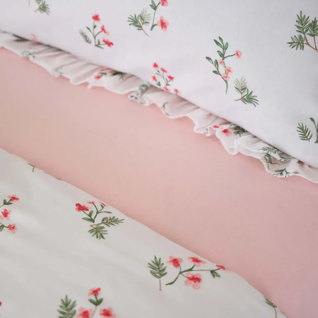 Karaca Home Silvie 100% Cotton Duvet Cover Set with Frills, Double, Red - Image 3