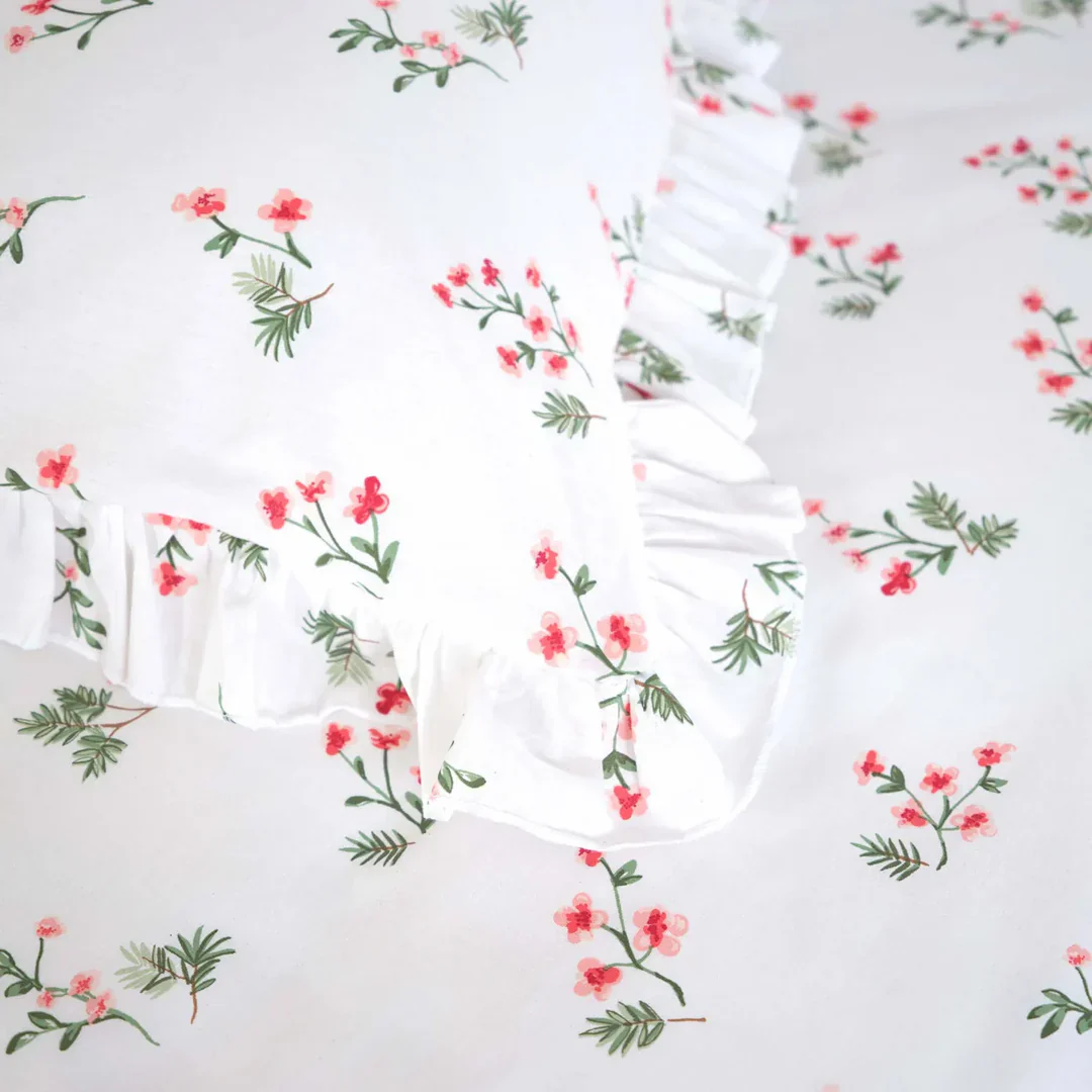 Karaca Home Silvie 100% Cotton Duvet Cover Set with Frills, Double, Red - Image 4