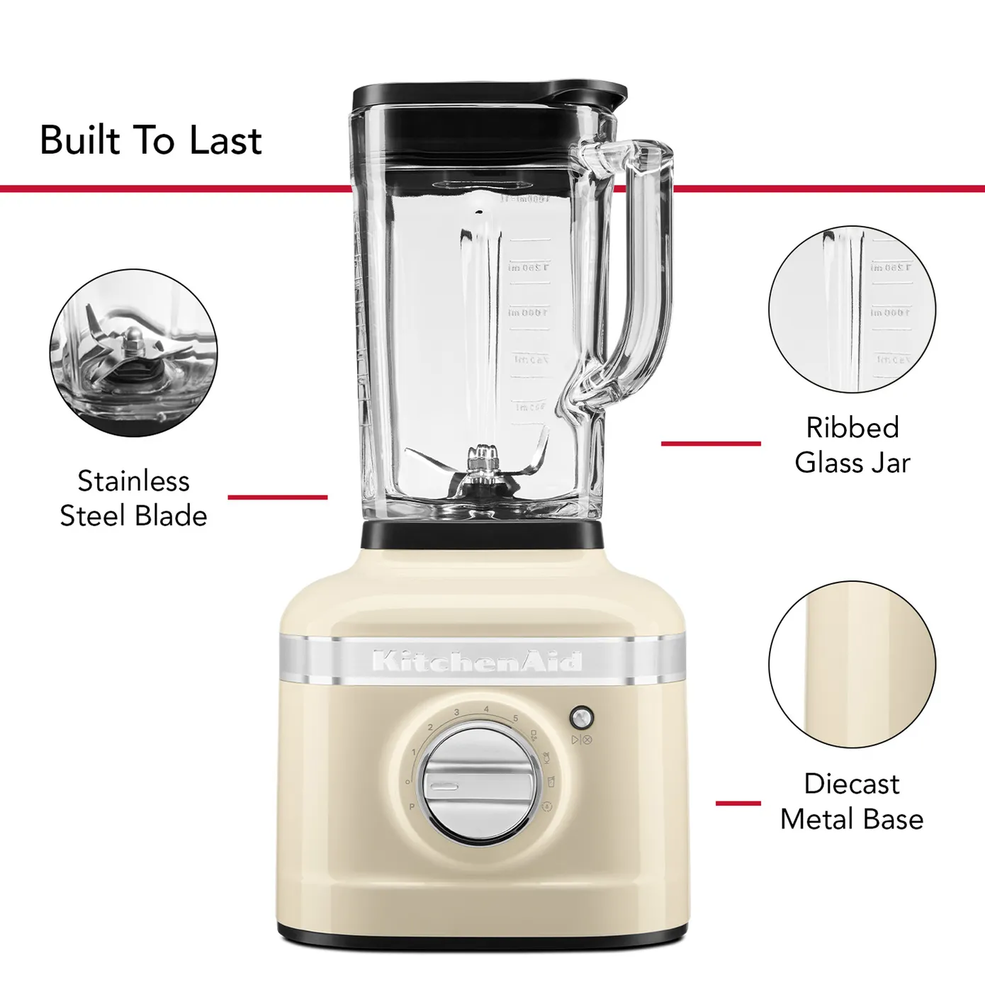 KitchenAid Artisan Blender, 1.4L Bottle, 1200W, Almond Cream - Image 4