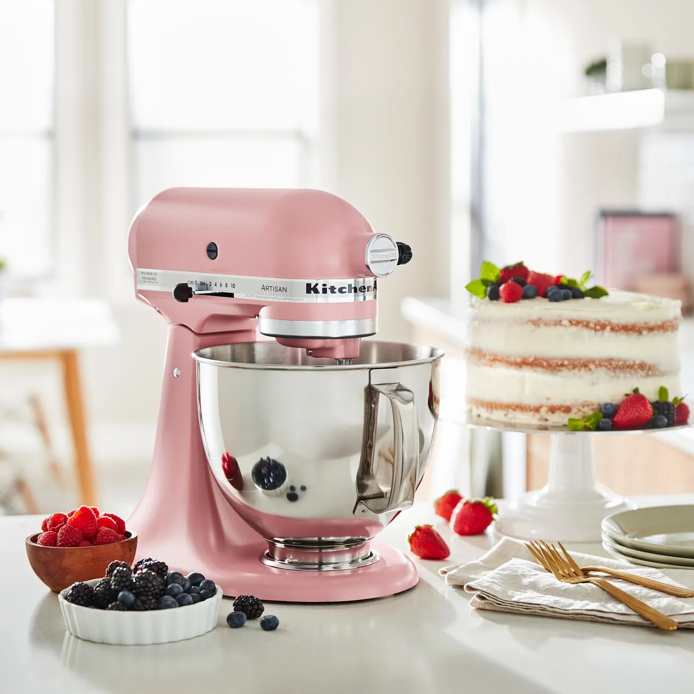KitchenAid Artisan Tilt-Head Stand Mixer with Extra Accessories, 4.8L, 300WL, Dried Rose - Image 2