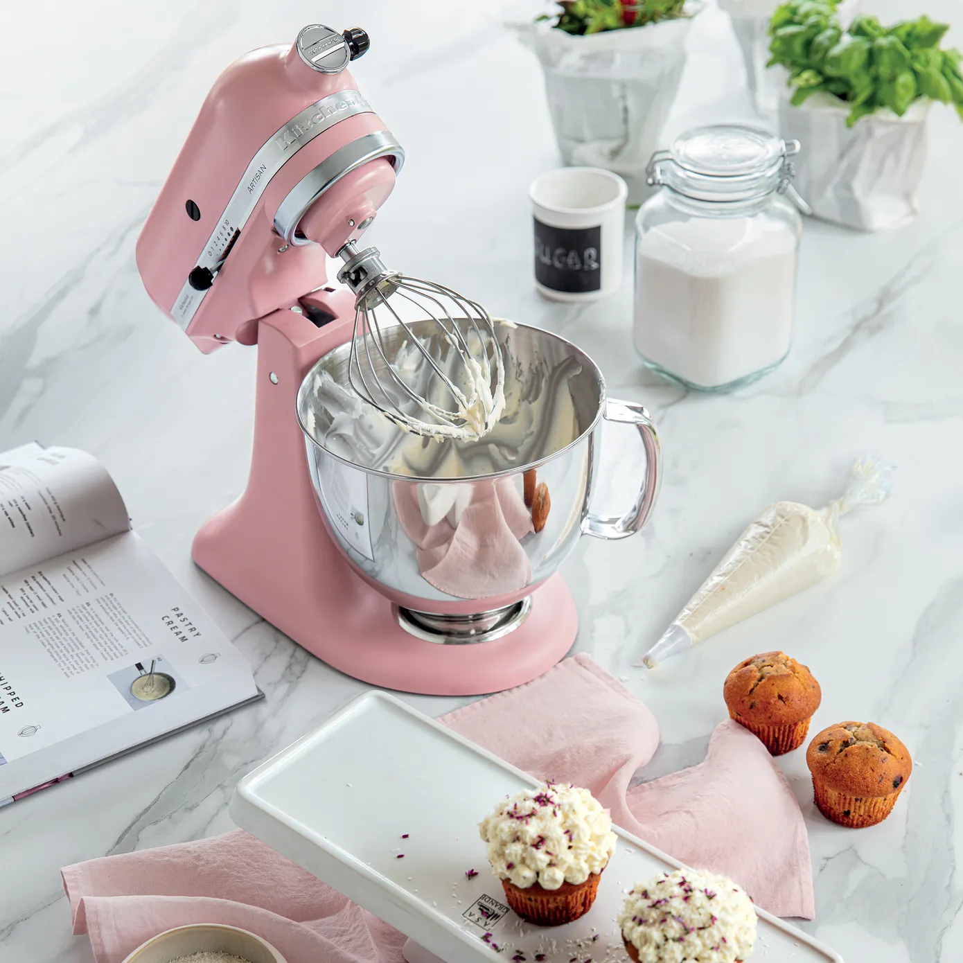 KitchenAid Artisan Tilt-Head Stand Mixer with Extra Accessories, 4.8L, 300WL, Dried Rose - Image 3
