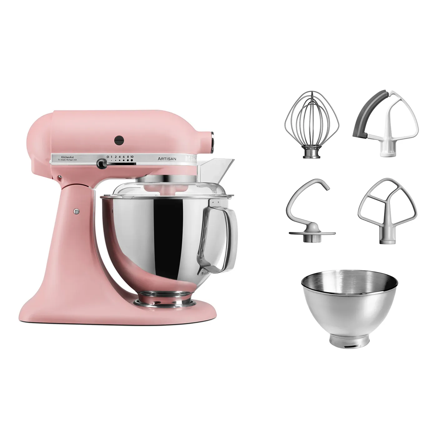 KitchenAid Artisan Tilt-Head Stand Mixer with Extra Accessories, 4.8L, 300WL, Dried Rose - Image 5