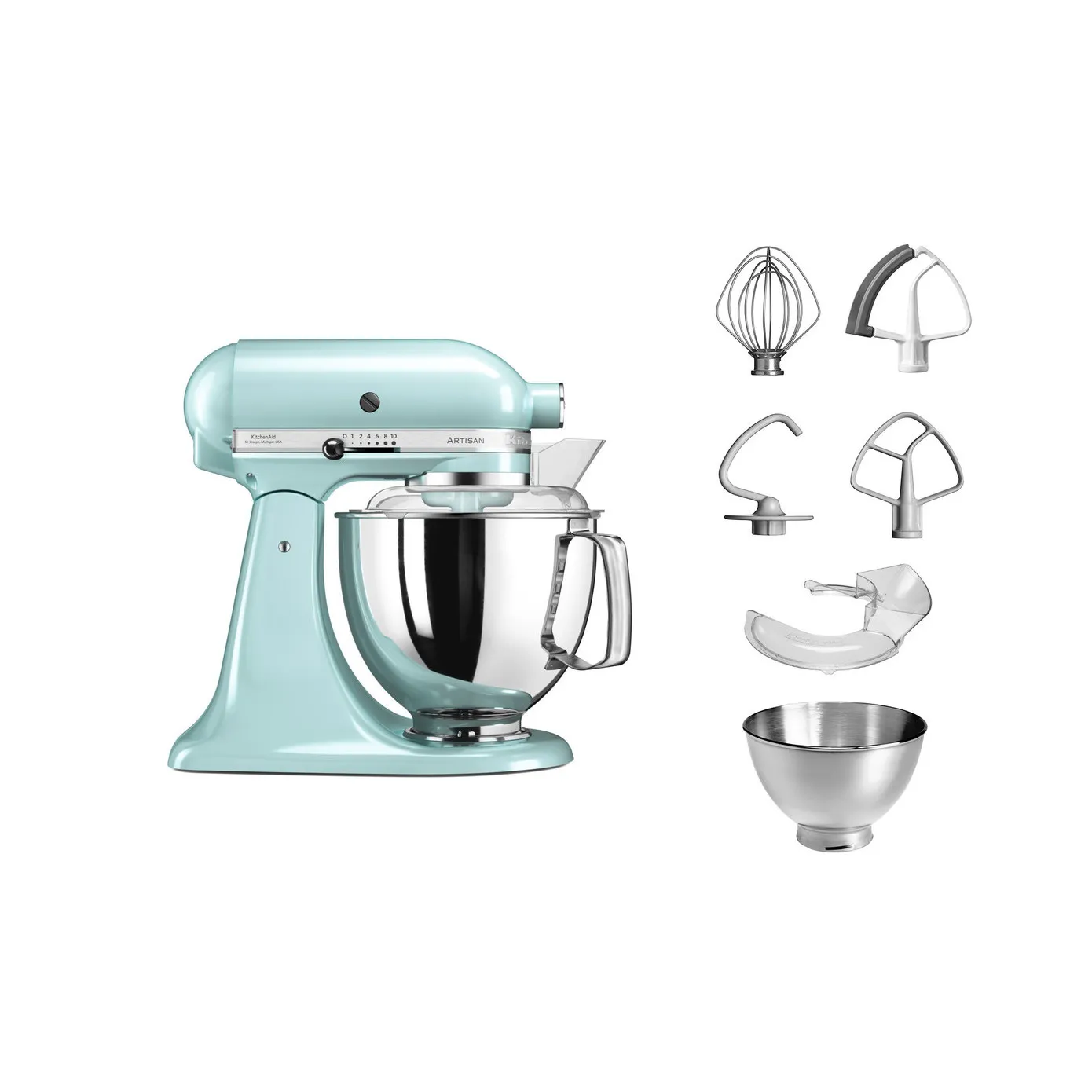 KitchenAid Artisan Tilt-Head Stand Mixer with Extra Accessories, 4.8L, 300WL, Ice Blue - Image 4