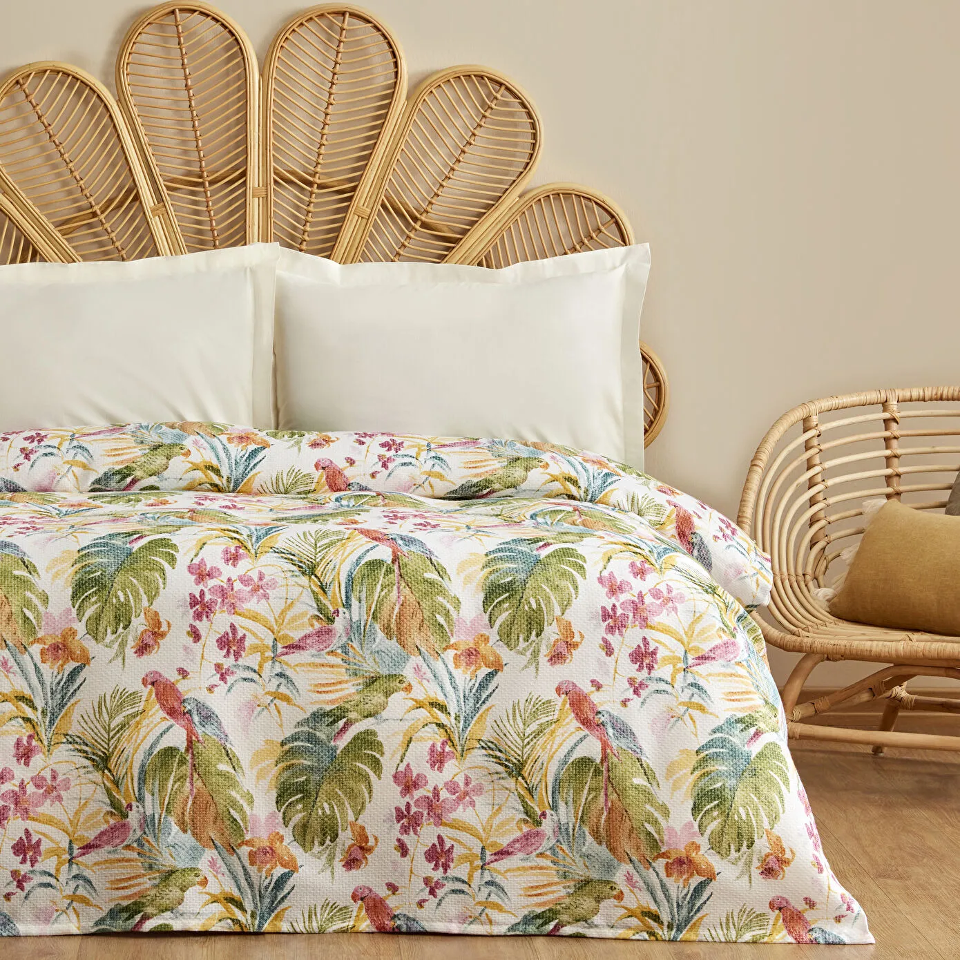 Karaca Alva 100% Cotton Bedspread, Double, 200x220cm, Green