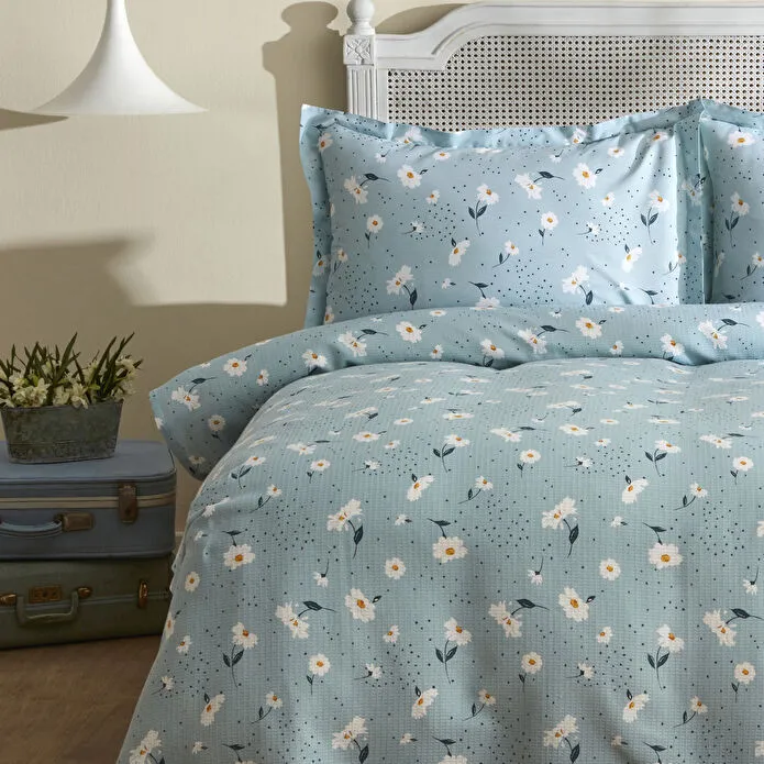 Karaca Daisy 100% Cotton Bedding Set, Double, Mint - Image 4