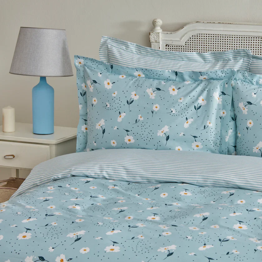 Karaca Daisy 100% Cotton Double Duvet Set, Mint - Image 4