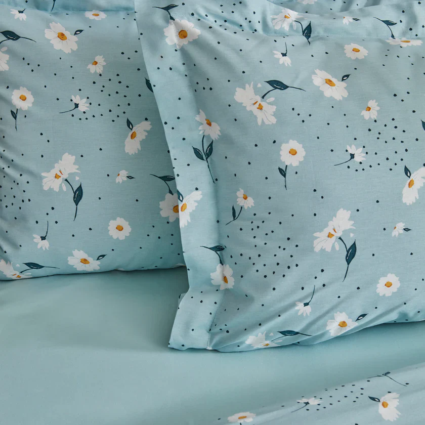 Karaca Daisy 100% Cotton Double Duvet Set, Mint - Image 5