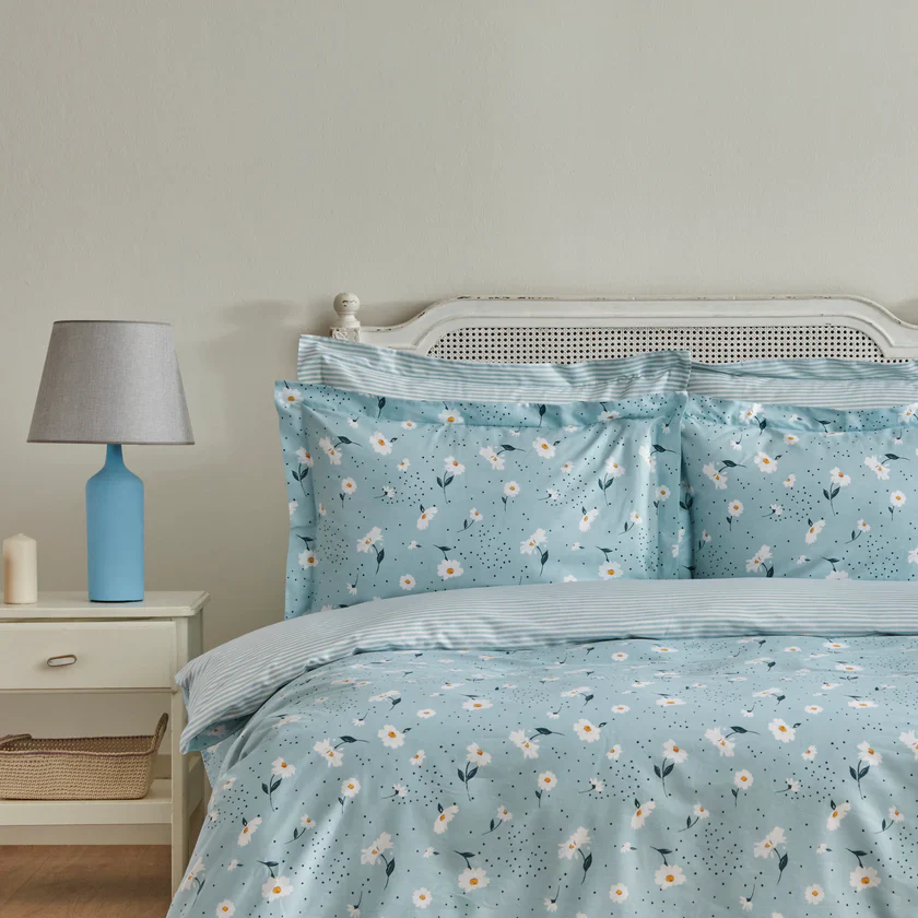 Karaca Daisy 100% Cotton Double Duvet Set, Mint - Image 6