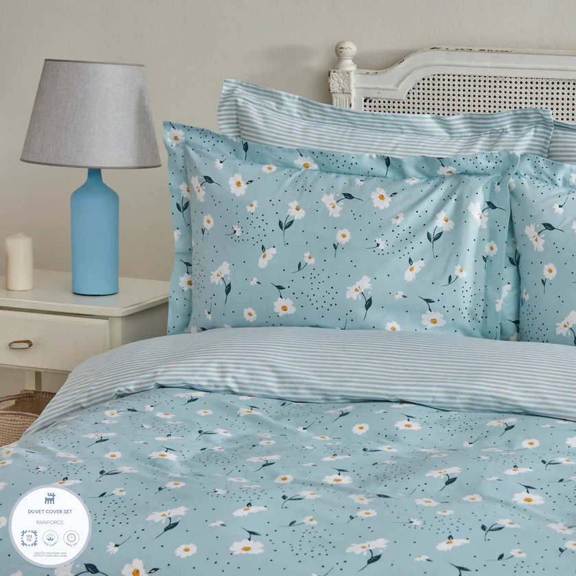 Karaca Daisy 100% Cotton Single Duvet Set, Mint - Image 7