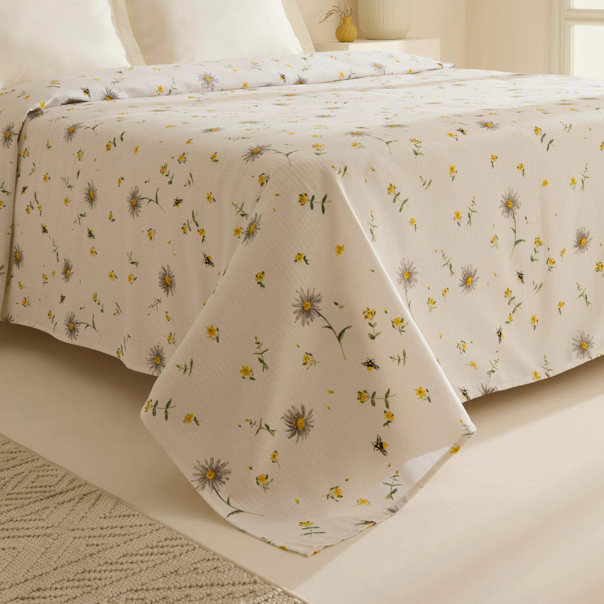Karaca Emma 100% Cotton Pique, Double, 200x220cm, Yellow - Image 6