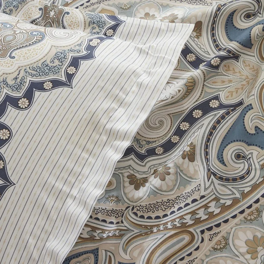 Karaca Lemy 100% Cotton Satin Duvet Cover Set, Single, Blue - Image 3