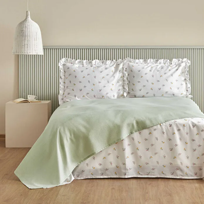 Karaca Lidya 100% Cotton Bedding Set, Single, Green - Image 7