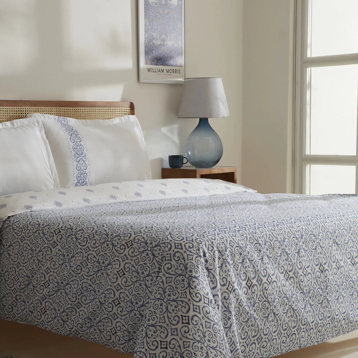 Karaca Marino 100% Turkish Cotton Duvet Cover Set, Double, Blue - Image 2