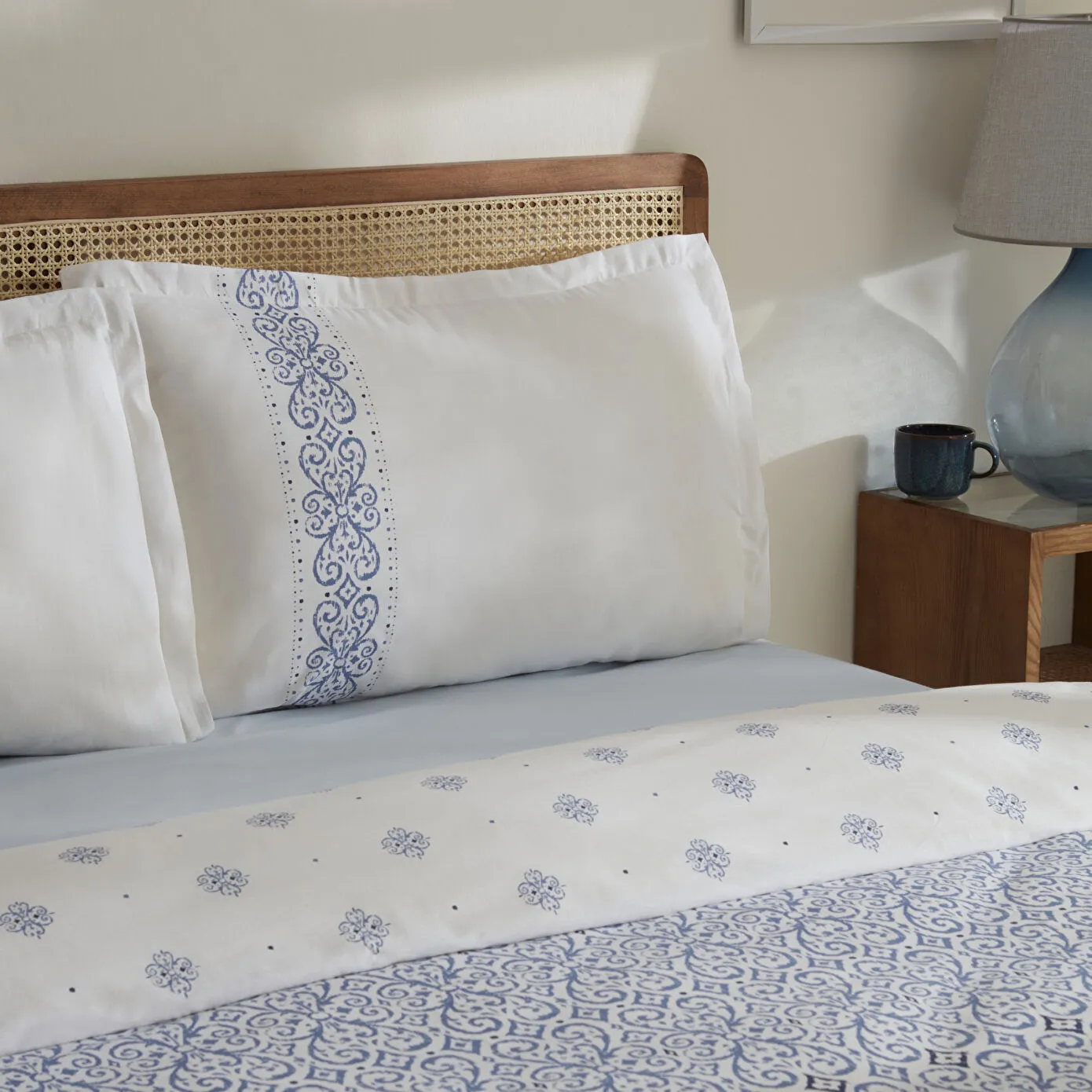 Karaca Marino 100% Turkish Cotton Duvet Cover Set, Double, Blue - Image 3