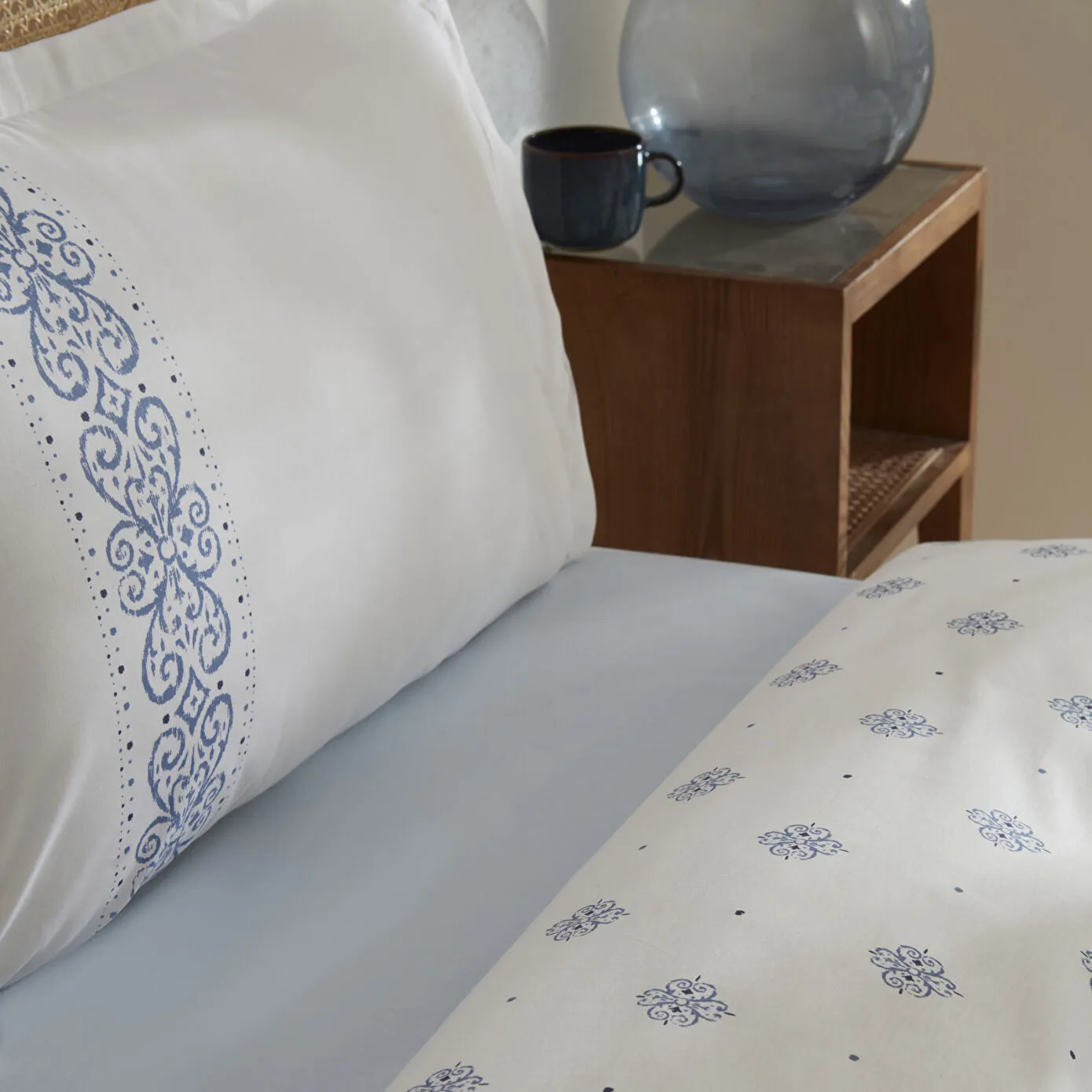Karaca Marino 100% Turkish Cotton Duvet Cover Set, Double, Blue - Image 7