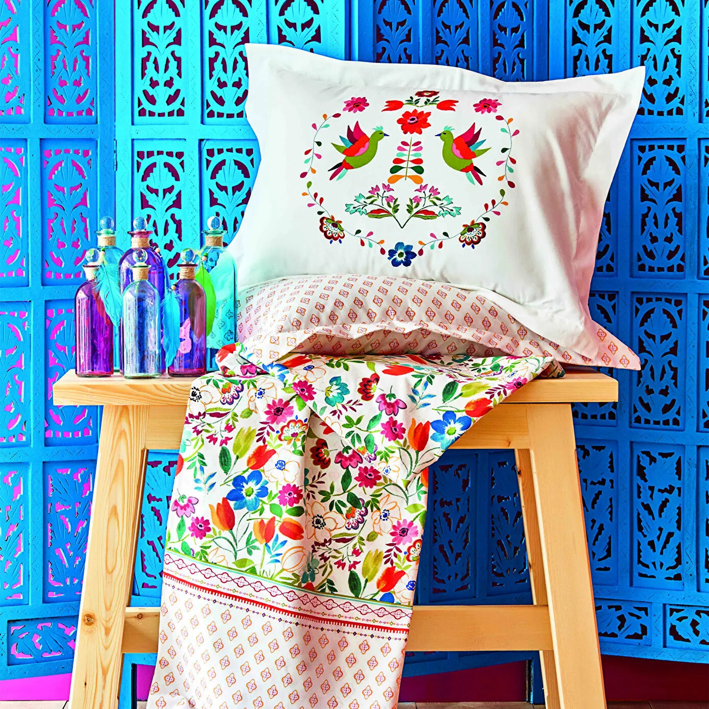 Karaca Parlin 100% Turkish Cotton Duvet Cover Set, Double, Fushia - Image 3
