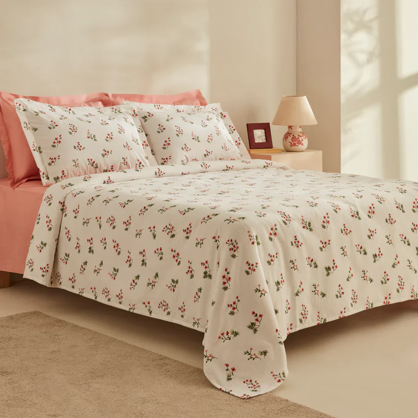 Karaca Silvie 100% Cotton Duvet Cover Set, Double, Red