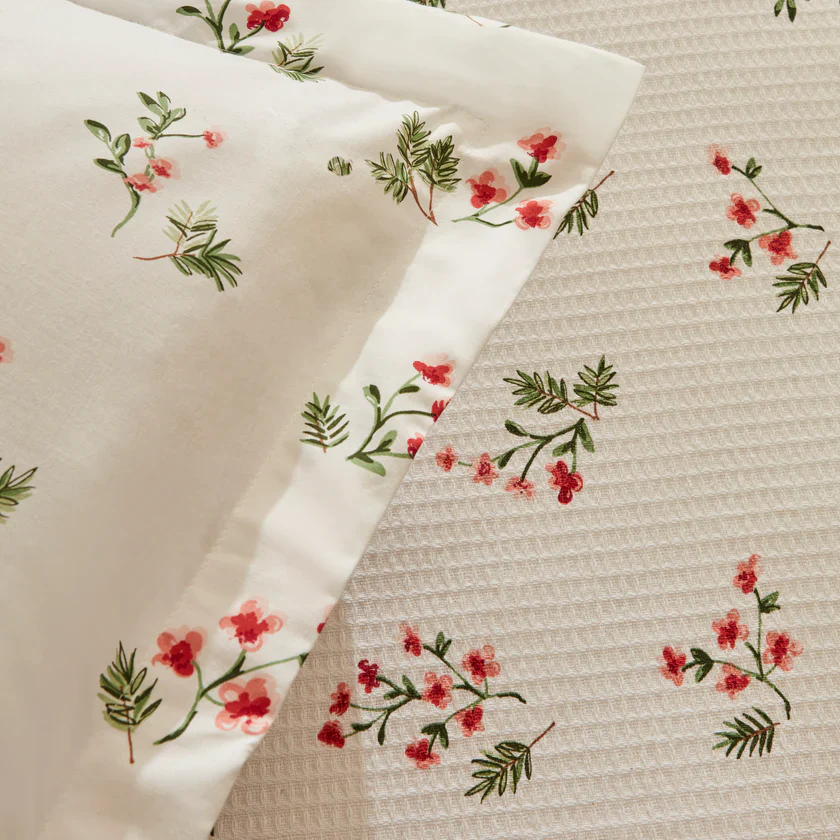 Karaca Silvie 100% Cotton Duvet Cover Set, Double, Red - Image 2